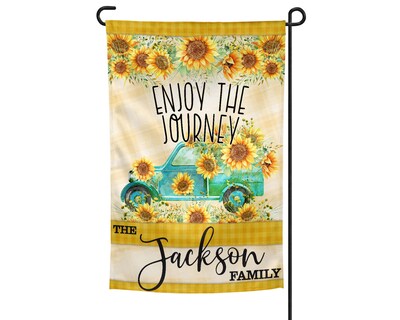 Enjoy the Journey Sunflowers Welcome Personalized Garden Flag - image1